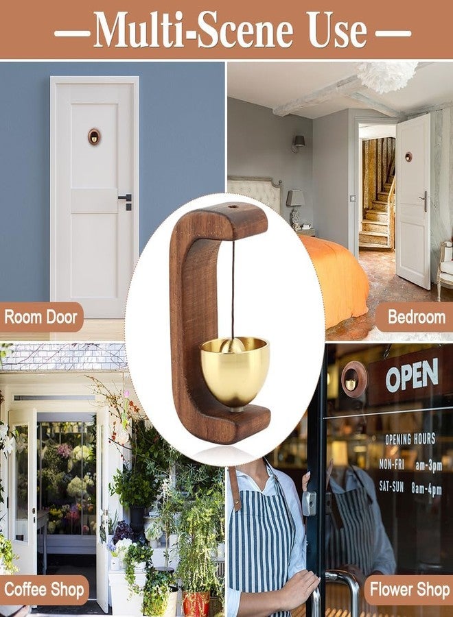 سبين كارت جرس باب خشبي على شكل حرف C من SPIN CART، وعاء نحاسي مع قاعدة خشبية طبيعية، جرس ترحيب مزخرف للمتاجر والمكاتب والمقاهي والأبواب الأمامية - Image 5